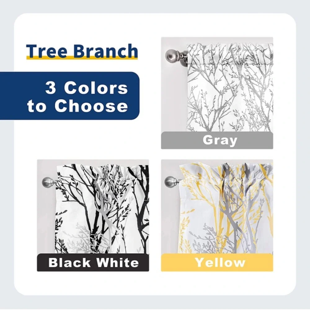 Luxury Home | Elegant Chic Grey & White Tree Branch Print Window Valence